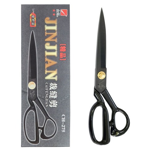 고급 블랙가위 코팅손잡이 재단가위 원단용 JINJIAN 진지안 고무핸들 3사이즈, 11인치(275mm), 1개