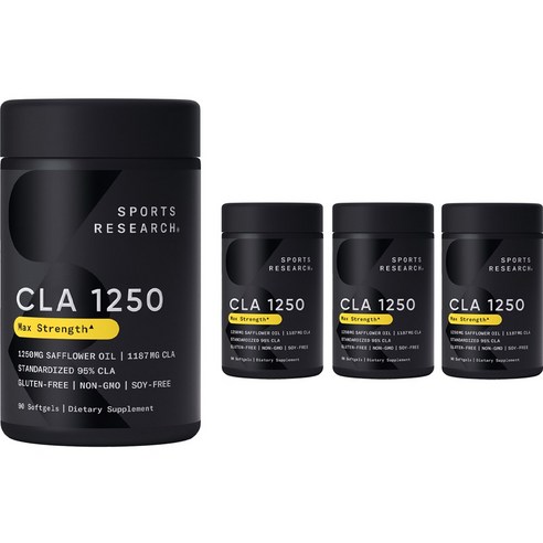 스포츠리서치 맥스 포텐시 95% CLA 1250mg 소프트젤, 90정, 4개