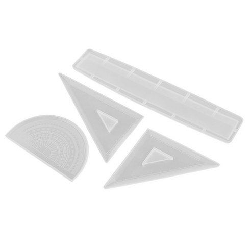 Ursmart 4 조각 실리콘 금형 통치자 금형 크리스탈 수지 주조 공예 DIY 금형, 클리어