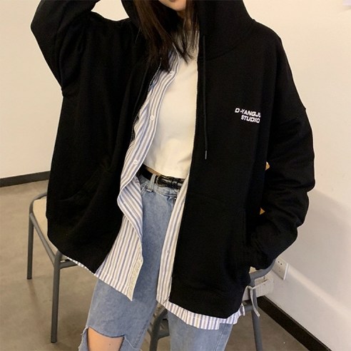 베베디 여성용 영스크 기모 후드집업