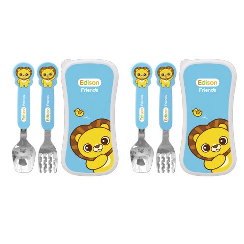 에디슨 국산 프렌즈 사자 스푼포크 케이스 베이비 세트