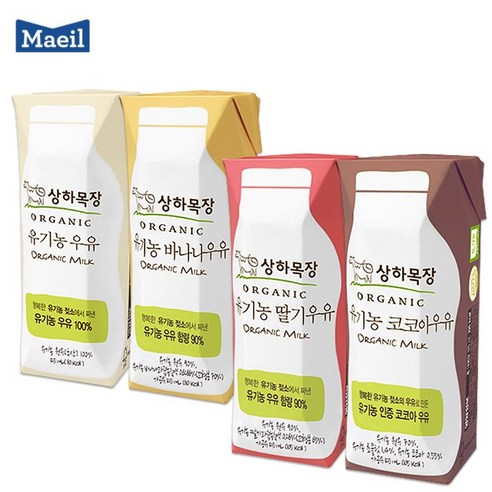 매일유업 *상하목장 우유 맛보기패키지(흰우유12팩+딸기4팩+바나나4팩+코코아4팩), 1세트, 125ml