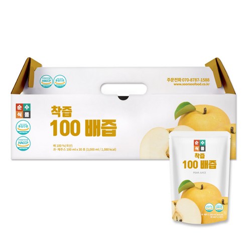 순수식품 착즙 100% 배즙, 100ml, 30개