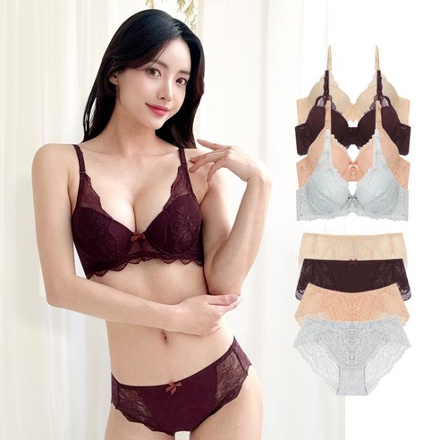 러블리&플라워 와이어 브라 팬티 8종 패키지(브라 4종+팬티 4종)