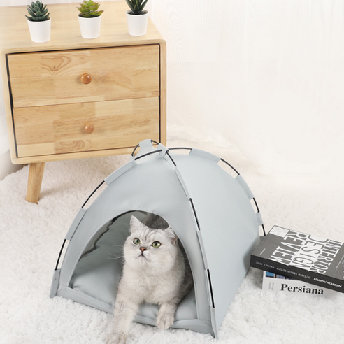 리빙공감 댕냥이 반려동물 방석 텐트 하우스, 그레이 M