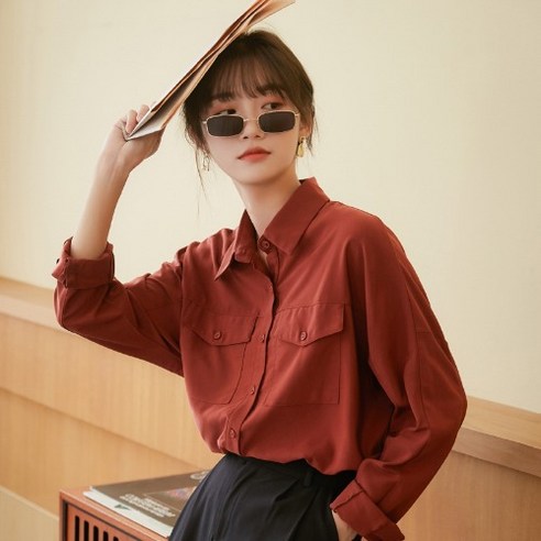 DFMEI 레트로 홍콩 스타일 긴 소매 셔츠 여성 가을 디자인 틈새 한국어 스타일 느슨한 프랑스어 스타일 세련된 셔츠