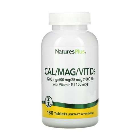 네이처스플러스 칼슘 마그네슘 비타민D3 비타민K2 종합영양제 180정 / Natures Plus Cal Mag Vitamin D3, 1개