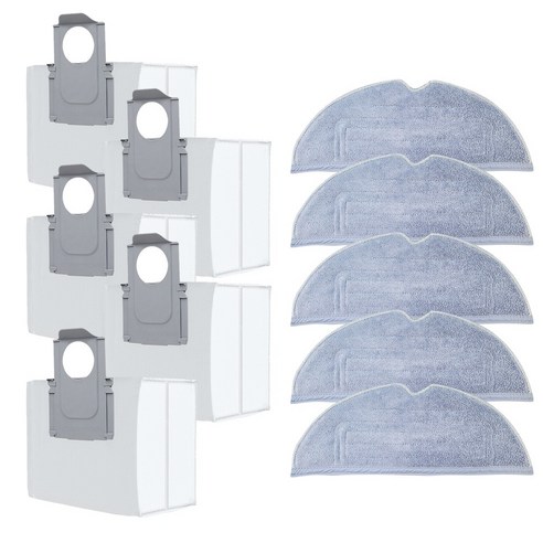 [호환] 만물상 로보락 S7 maxv ultra / S8 plus 물걸레 5개 더스트백 5개 세트, 1세트
