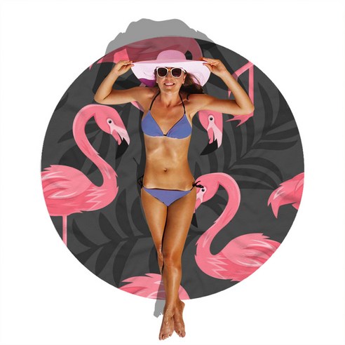 비치 해변 원형 비치 매트 홍학 시리즈 비치초세섬유 비치, STJ003-5, 초세섬유 직경 150cm