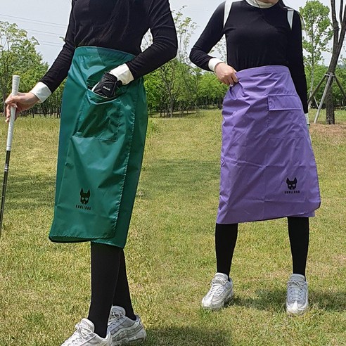 골프 비치마 주머니있는 레인스커트 남녀공용 방수 우비치마 우의, 퍼플, 1개