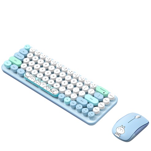 hoco. K7 토끼 2.4GHz 저소음 무선 키보드 마우스 세트, 블루, 일반형