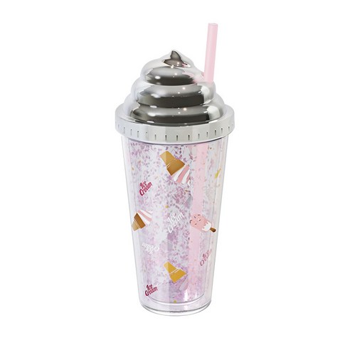물컵 여름 여자 컵 풍 창의 빨대 컵 플라스틱 컵 회오리 달콤한 통 라듐 뚜껑 빨대 컵, 분홍색, 420ml