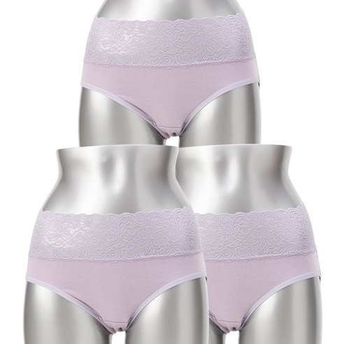 캐리루시 여성용 하이웨스트 복부슬림 레이스면팬티 3P