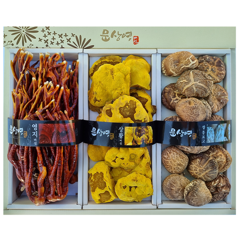 [유기농 상황버섯 + 무농약 녹각영지버섯 선물세트] 상황 100g, 녹각 100g, 표고 100g 자연산영지버섯