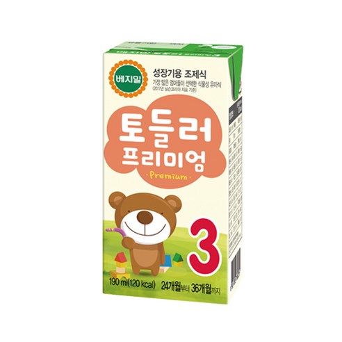 베지밀 토들러 프리미엄 3단계 아기두유 190ml, 원액두유, 64개