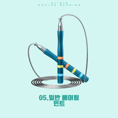 올리민 크로스핏 와이어 스피드 줄넘기 선수용 학생용 더블 베어링, 1세트, 05. 일반베어링 민트