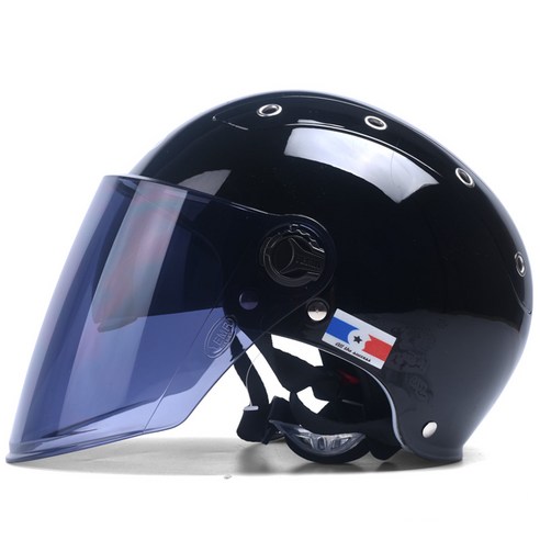 YEMA 반모 선그라스 바이크 헬멧, 유광블랙 helmet0809BB
