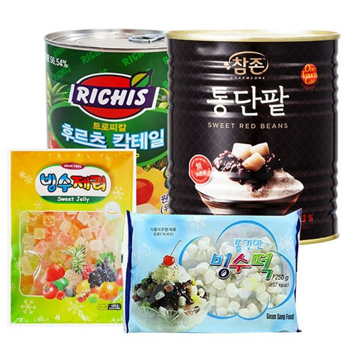 팥빙수 재료 패밀리F 세트 (빙수팥, 후루츠, 빙수떡, 빙수제리) – 1세트 팥빙수기계 팥빙수 재료 패밀리F 세트 (빙수팥, 후루츠, 빙수떡, 빙수제리) – 1세트 팥빙수기계