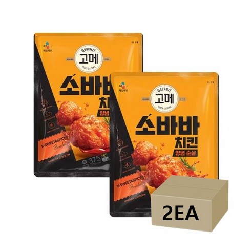 1+1 CJ 고메 소바바치킨 양념 순살 375g x 총 2봉, 2개, 375g