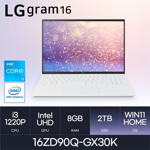 LG전자 그램16(12세대) 16ZD90Q-GX30K, WIN11 Home, 8GB, 1TB, 스노우화이트