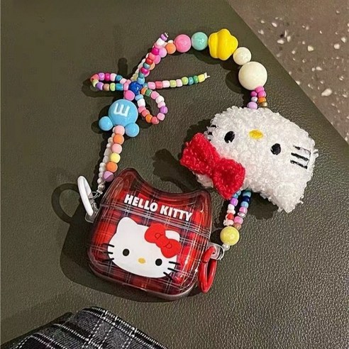 GOYES 헬로키티 에어팟 케이스 키티 핸드스트랩 에어팟케이스, 레드, AirPods3, 1개