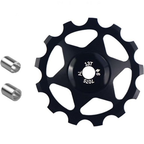 드레일러 폴리 앞 뒤 빅풀리 리어 변속기 풀리 스틸 베어링 13T 알루미늄 합금 기수 휠 부품 쉬운 설치 가이드 롤러, Black, 1개