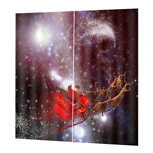 WJSHOP 3D 정전 커튼 패브릭 패널 커튼 크리스마스 방 장식 눈사람 4, 별이 빛나는 산타, 폴리 에스터