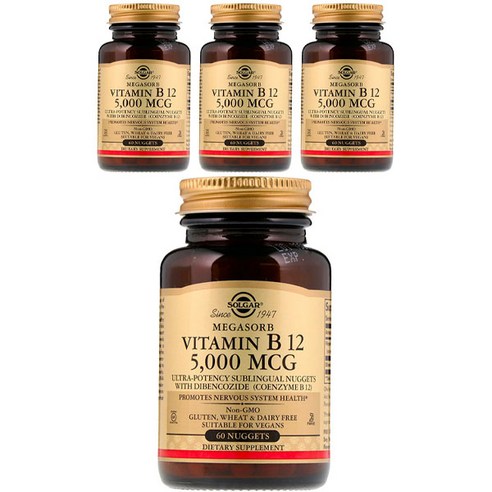 솔가 비타민 B12 5000mcg 너겟 비건, 4개, 60정
