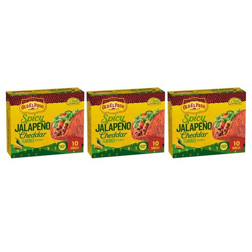 올드 엘 파소 스파이시 할라피뇨 체다 타코 쉘 10개입 3팩 Old El Paso Spicy Jalapeño Cheddar Flavored, 3개