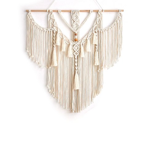 Macrame 태피스트리 Boho 장식 노르딕 스타일 손 짠 태피스트리 벽 교수형 룸 거실 아트 장식 보헤미안 장식, 하나, 베이지 색