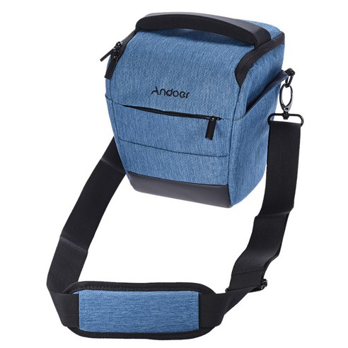 Andoer 원숄더 폴리에스터 소재 디지털 카메라 가방 세련된 휴대 가능 하나의 카메라와 렌즈 지원, 파란색