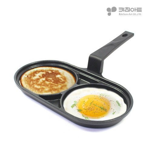 키친아트 다이아몬드 5중코팅 2구 에그팬 트윈즈팬, 팬너비220mm 팬길이95mm, 1개