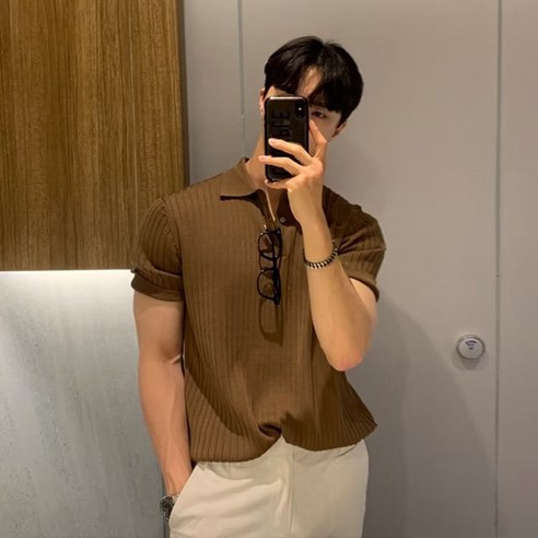 Zilvia 남성 폴로 여름 캐주얼 니트 반팔 티셔츠