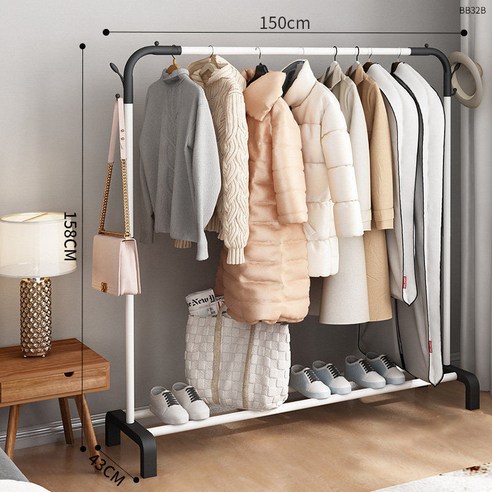 MBH 행거 건조대 이중 스탠드 행거, 150cm-White 업그레이드 증가