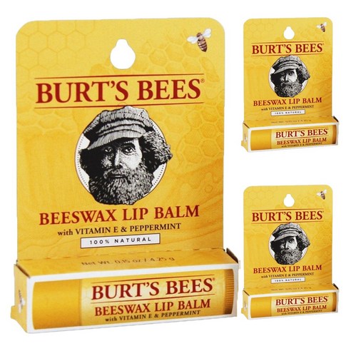 버츠비 내추럴 립밤, Beeswax Blister Pack, 3개