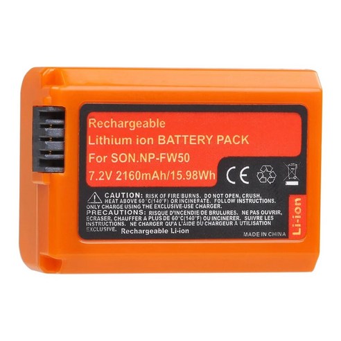 카메라 충전 보조 배터리 호환 2160mAh NP-FW50 NPFW50 소니 알파 a6500 a6400 a6300 a6000 a5000 a3000 NEX-3 A7 A7II A7RI, 7.3 battery 1 charger