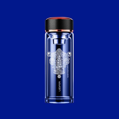 Redf 더블 레이어 유리 인쇄 차 컵 물 컵 [원래 저작권 암], 천칭 자리, 500Ml