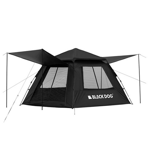 BLACKDOG 원터치 레저 2.1 2도어 2윈도우 텐트 210x210x135, 나이트 블랙, 1-3인용