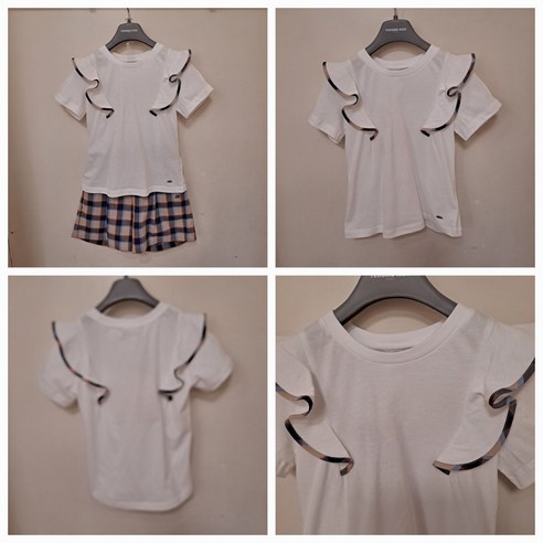 [레노마키즈] 23년 여름 대박 세일!! ** 빠른 배송 ** 빅 프릴 레이스 단정하고 고급스러운 여아들에 완전 홀릭!! 플레어 날개 티셔츠 R2322T180