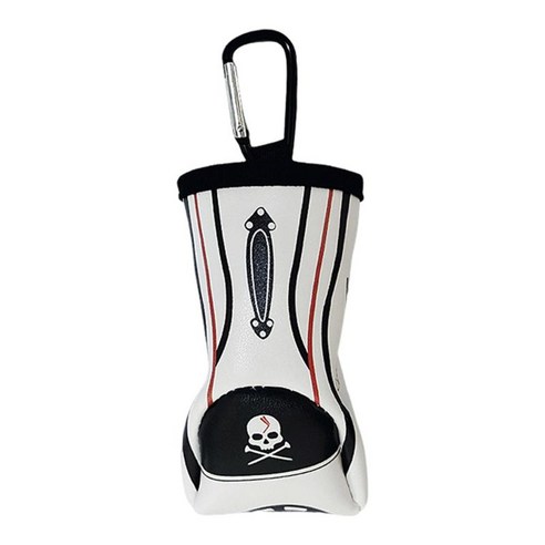 작은 방수 가죽 골프 공 보관 주머니 주머니 가방, 화이트 블랙, 10.5x5.5x3.5cm
