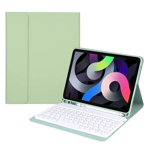 [시요] 젤리 빗 충전식 무선 키보드 태블릿 키보드 케이스 아이패드용 아이패드 에어 2 3 4 프로 11 미니 블루투스 호환, 9.7pro20182020, green keyboard, 9.7pro20182020