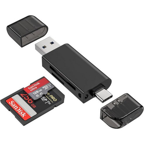 USB 3.0 C타입 SD카드 리더기, 검정색