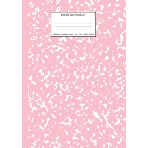 (영문도서) Marble Notebook A4: Pink Marble College Ruled Journal Paperback, Young Dreamers Press, English, 9781989790533