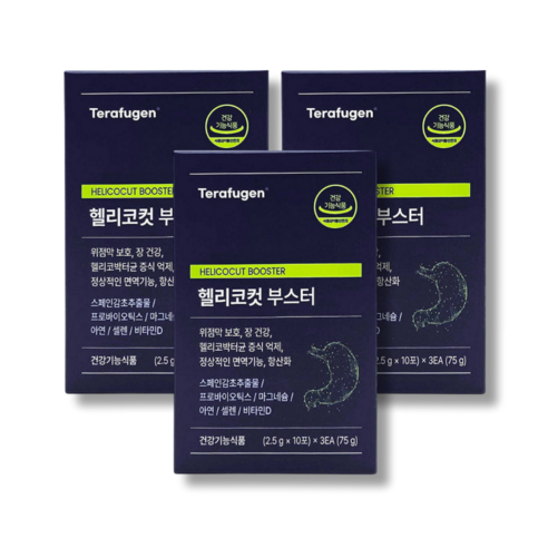 테라퓨젠 헬리코컷 부스터 위 장건강, 75g, 3개