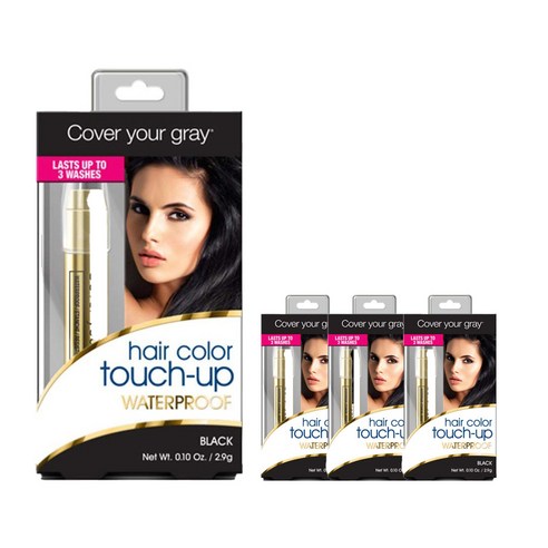 커버유어그레이 헤어 컬러 터치 업 워터프루프 2.9g, Black, 4개