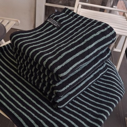 송월타올 스트라이프 줄무늬 수건 220g 570GSM, 3개, 블랙