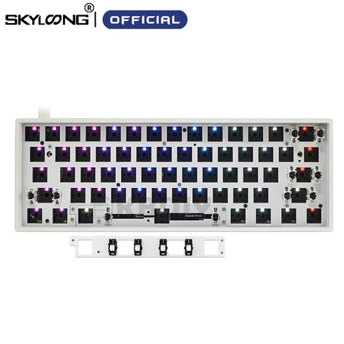 SKYLOONG GK61 GK61X GK61XS 60% 미니 기계식 키보드 키트 맞춤형 DIY 유선 블루투스 핫 스왑 교체 가능한 공간 Kailh Swith, 한개옵션2, [05] GK61XS White, 02 70PCS Box White, 1개