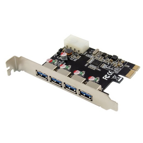 와 PCI-E NEC720201 4 포트 USB 3.0 열 제어 확장 카드 내장 PC를위한 대형 4 핀 전원 공급 장치, 하나, 검정