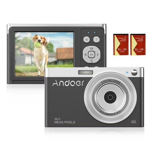 Andoer IPS 50MP 2.8인치 IPS패널 4K 디지털 카메라, 블랙