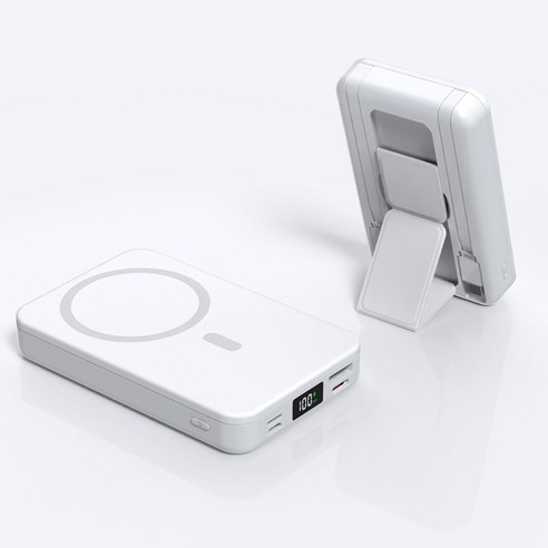 THOUSTA 맥세이프 보조배터리 20000mAh 대용량 무선충전 일체형 PD QC 고속충전 보조밧데리, 1개, 화이트